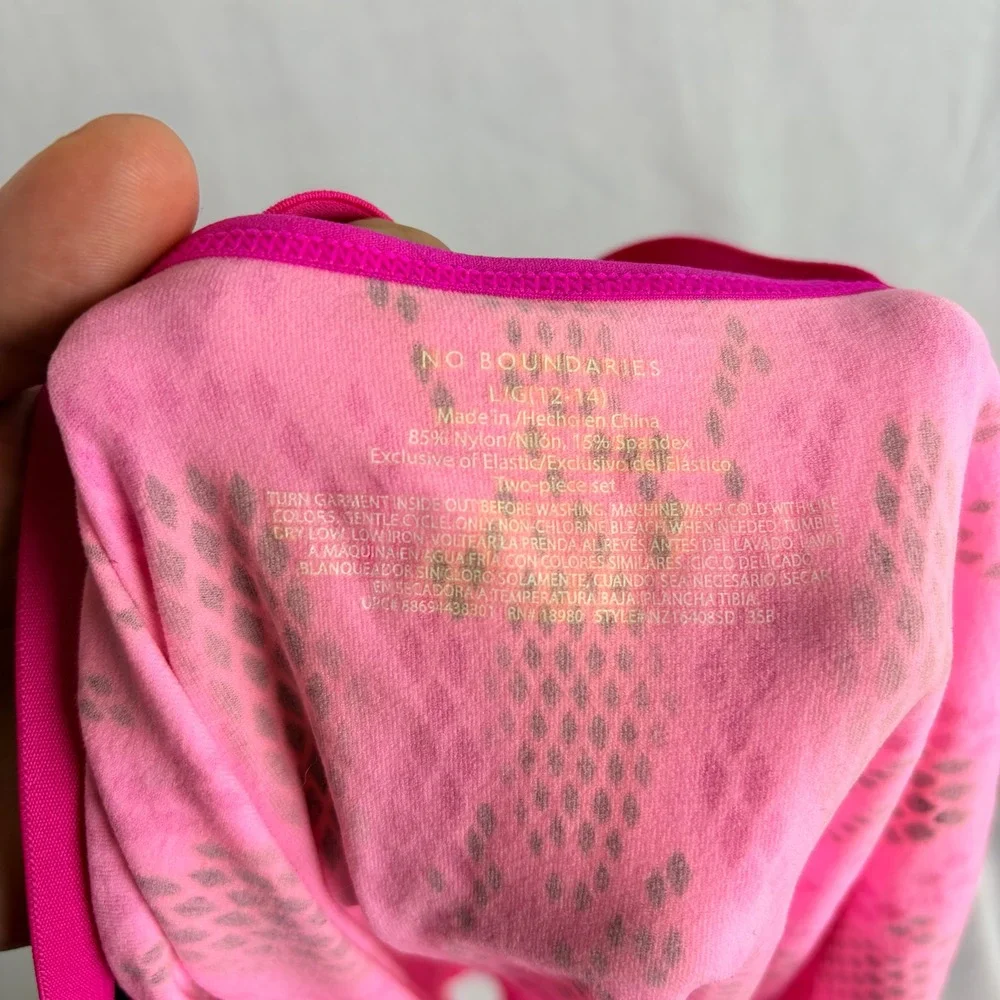 No‎ Boundaries Pink Snakeskin Activewear Tank Top and Boy Short Set Large 12-14